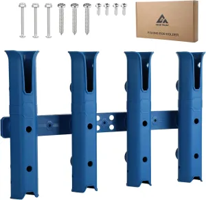 4-Tube Adjustable Fishing Rod Holder Bracket, Self-Adhesive Fishing Pole Holders for Garage Wall Mounted Fishing Rod Holders for Boat Wagon Golf Cart Cooler ATV Trailer- Navy Blue