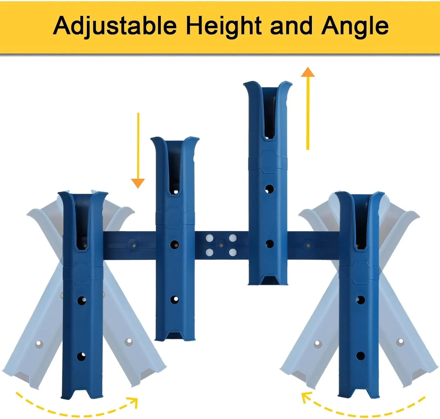 4-Tube Adjustable Fishing Rod Holder Bracket, Self-Adhesive Fishing Pole Holders for Garage Wall Mounted Fishing Rod Holders for Boat Wagon Golf Cart Cooler ATV Trailer- Navy Blue