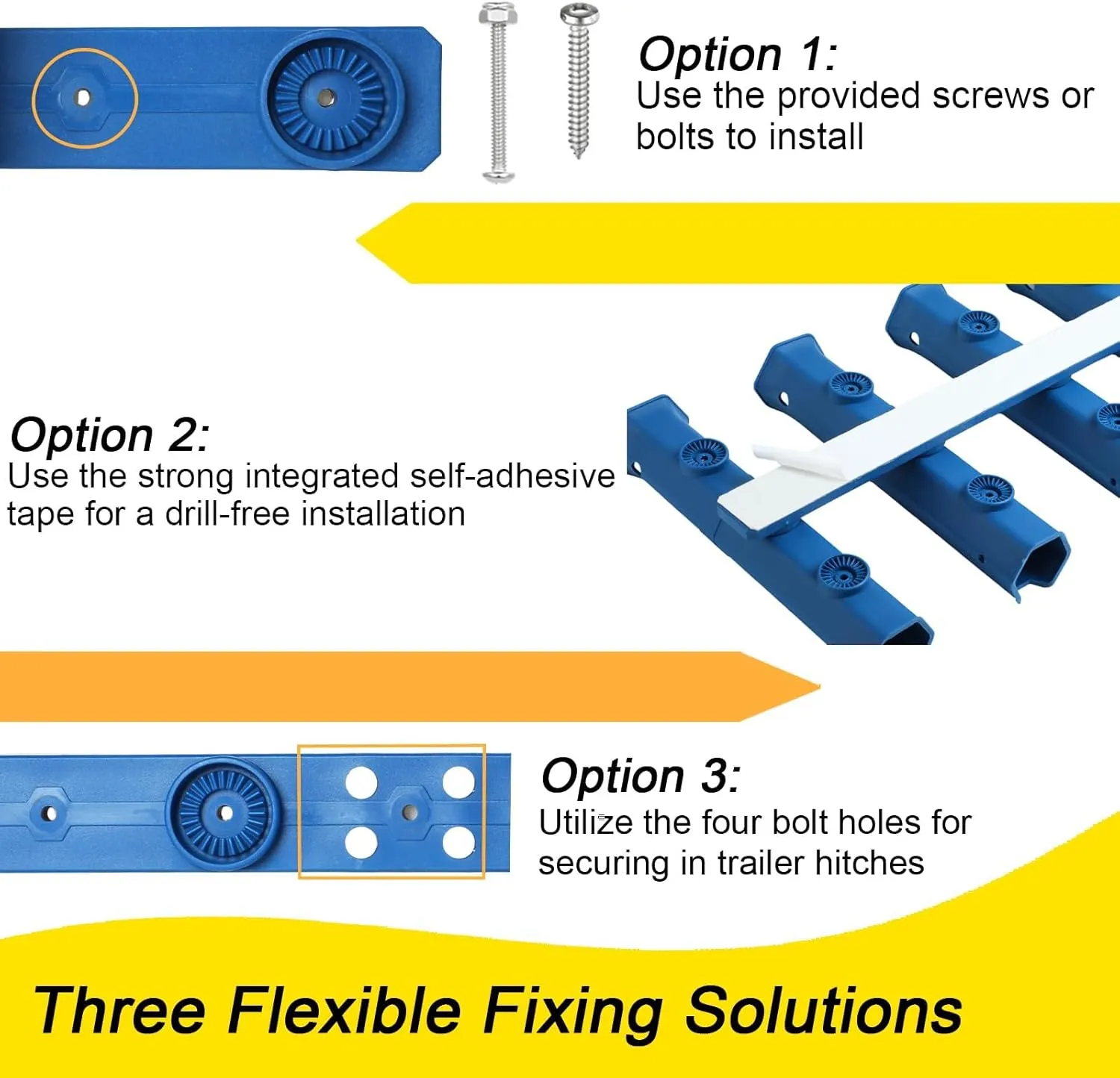 4-Tube Adjustable Fishing Rod Holder Bracket, Self-Adhesive Fishing Pole Holders for Garage Wall Mounted Fishing Rod Holders for Boat Wagon Golf Cart Cooler ATV Trailer- Navy Blue