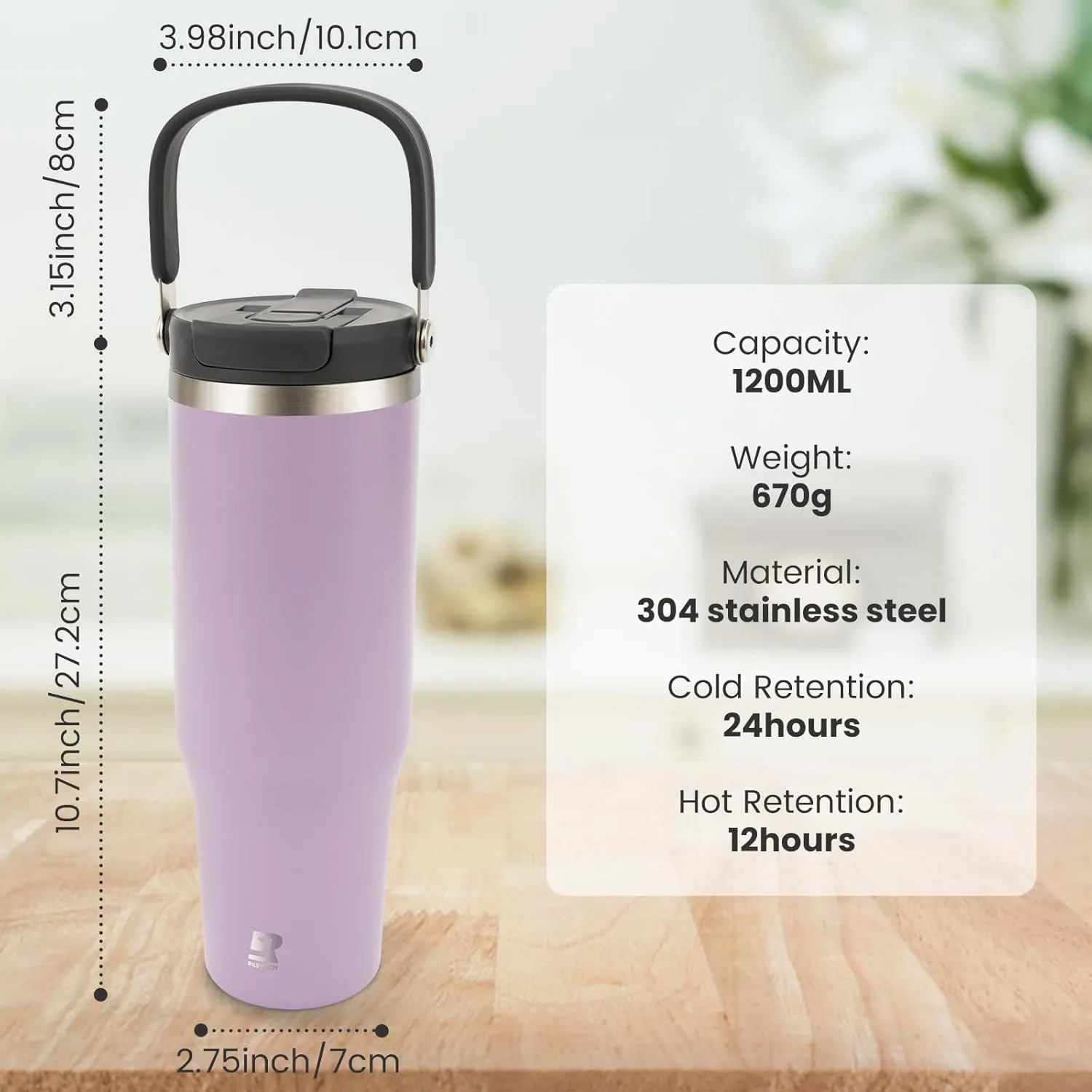 40 oz 2.0 Stainless Steel Tumbler with Leak-Proof Lid and Straw, Double-Wall Vacuum Insulated Travel Mug for Coffee, Iced Tea, or Water - Ideal for Commutes and Outdoor
