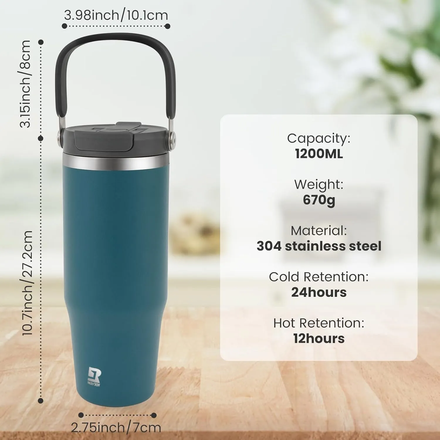 40 oz 2.0 Stainless Steel Tumbler with Leak-Proof Lid and Straw, Double-Wall Vacuum Insulated Travel Mug for Coffee, Iced Tea, or Water - Ideal for Commutes and Outdoor
