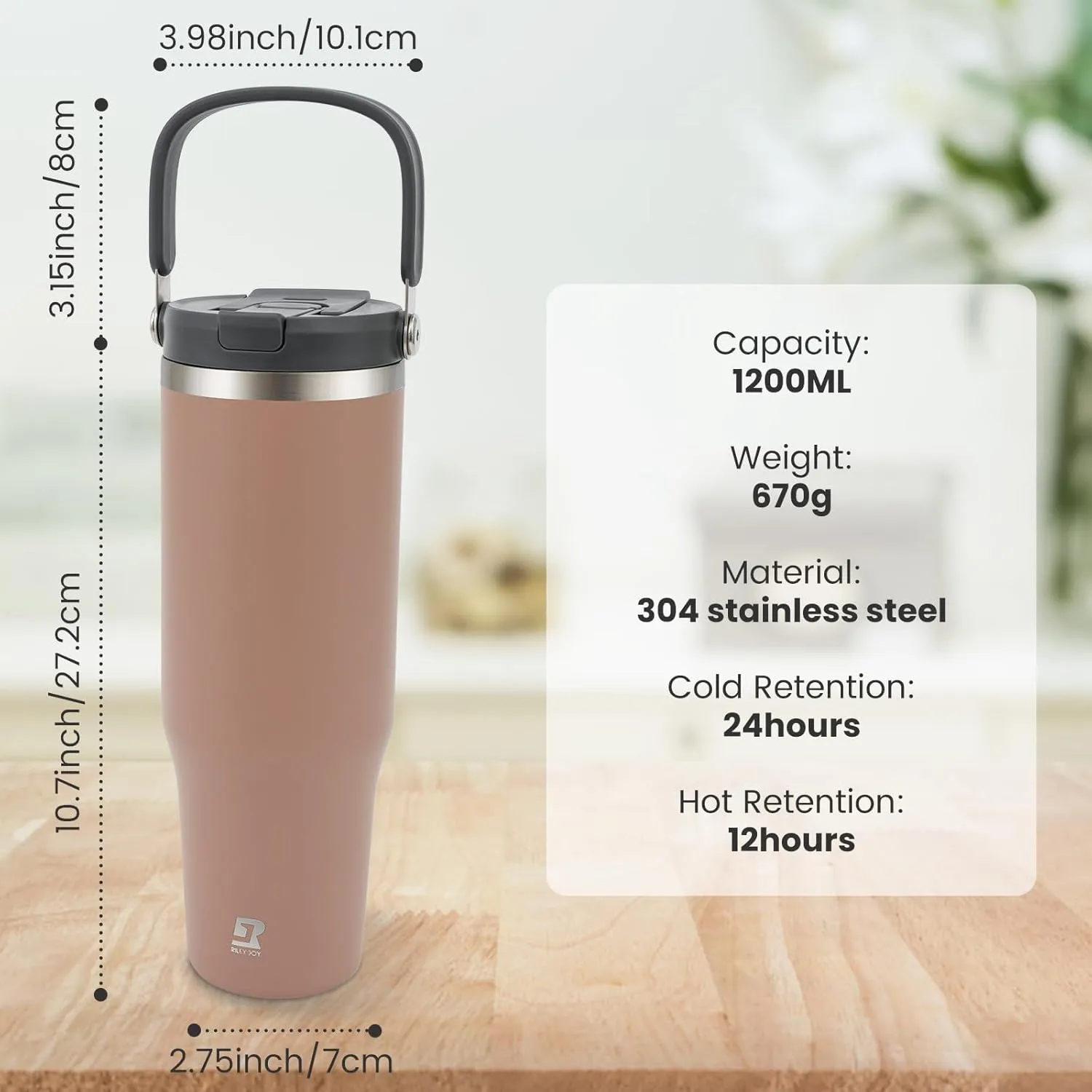 40 oz 2.0 Stainless Steel Tumbler with Leak-Proof Lid and Straw, Double-Wall Vacuum Insulated Travel Mug for Coffee, Iced Tea, or Water - Ideal for Commutes and Outdoor