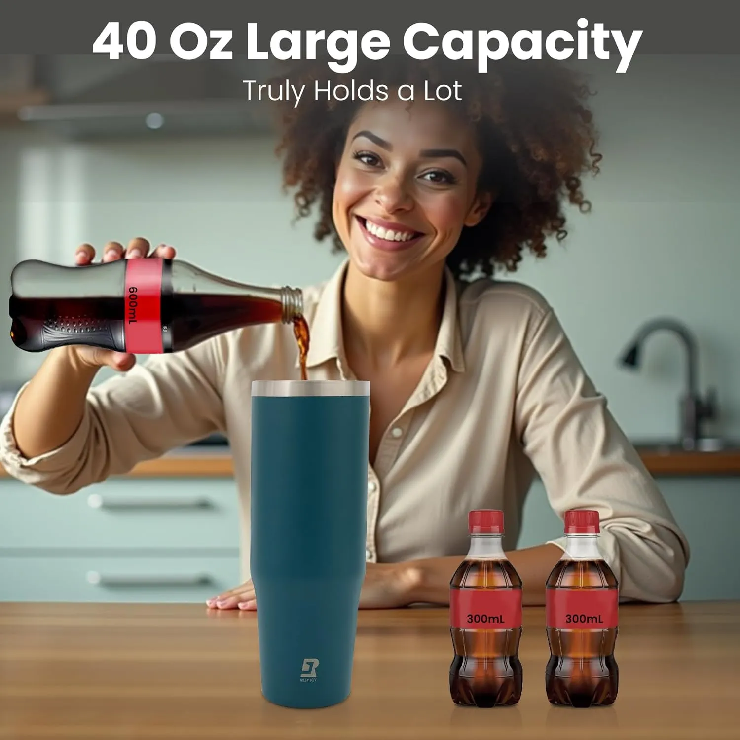 40 oz 2.0 Stainless Steel Tumbler with Leak-Proof Lid and Straw, Double-Wall Vacuum Insulated Travel Mug for Coffee, Iced Tea, or Water - Ideal for Commutes and Outdoor