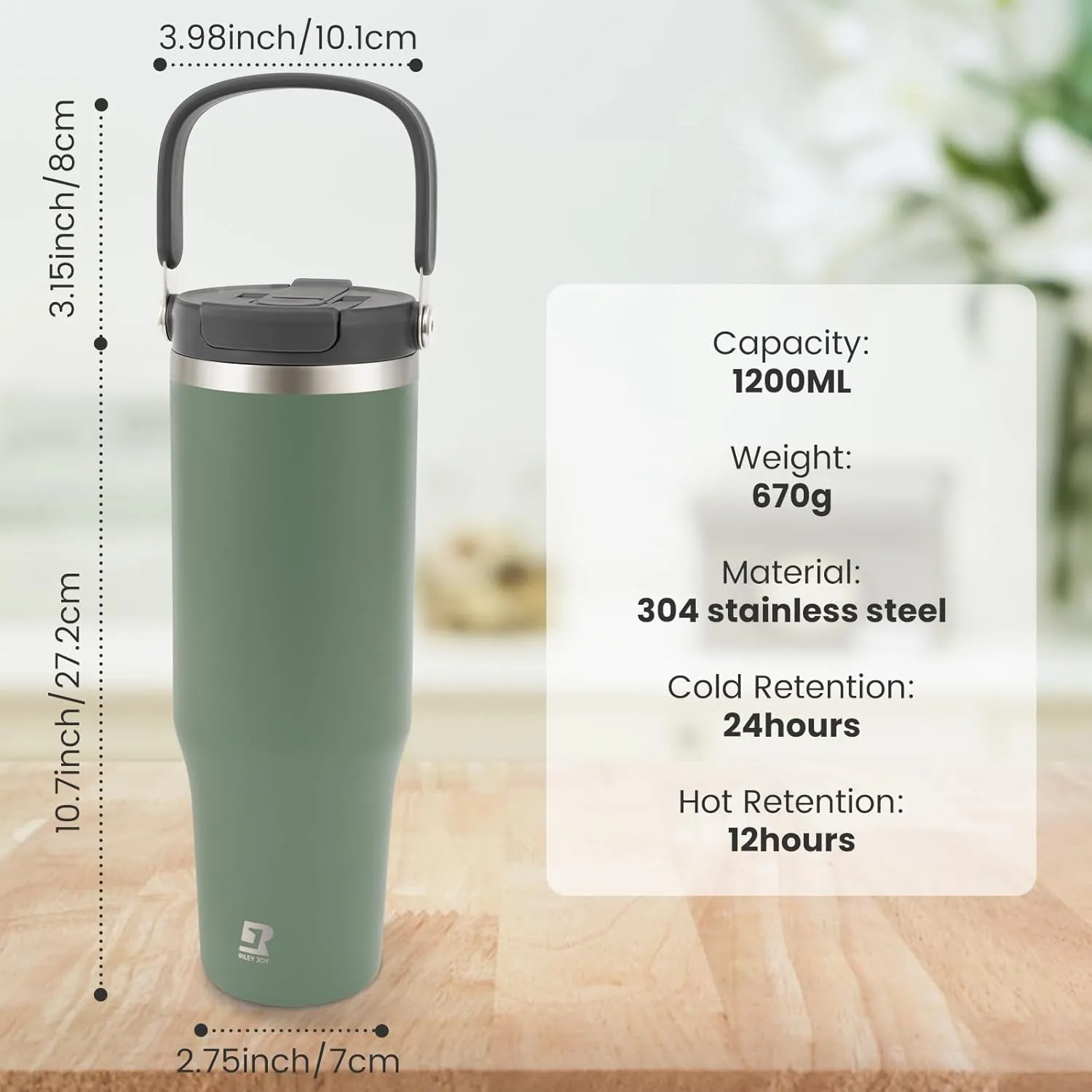 40 oz 2.0 Stainless Steel Tumbler with Leak-Proof Lid and Straw, Double-Wall Vacuum Insulated Travel Mug for Coffee, Iced Tea, or Water - Ideal for Commutes and Outdoor