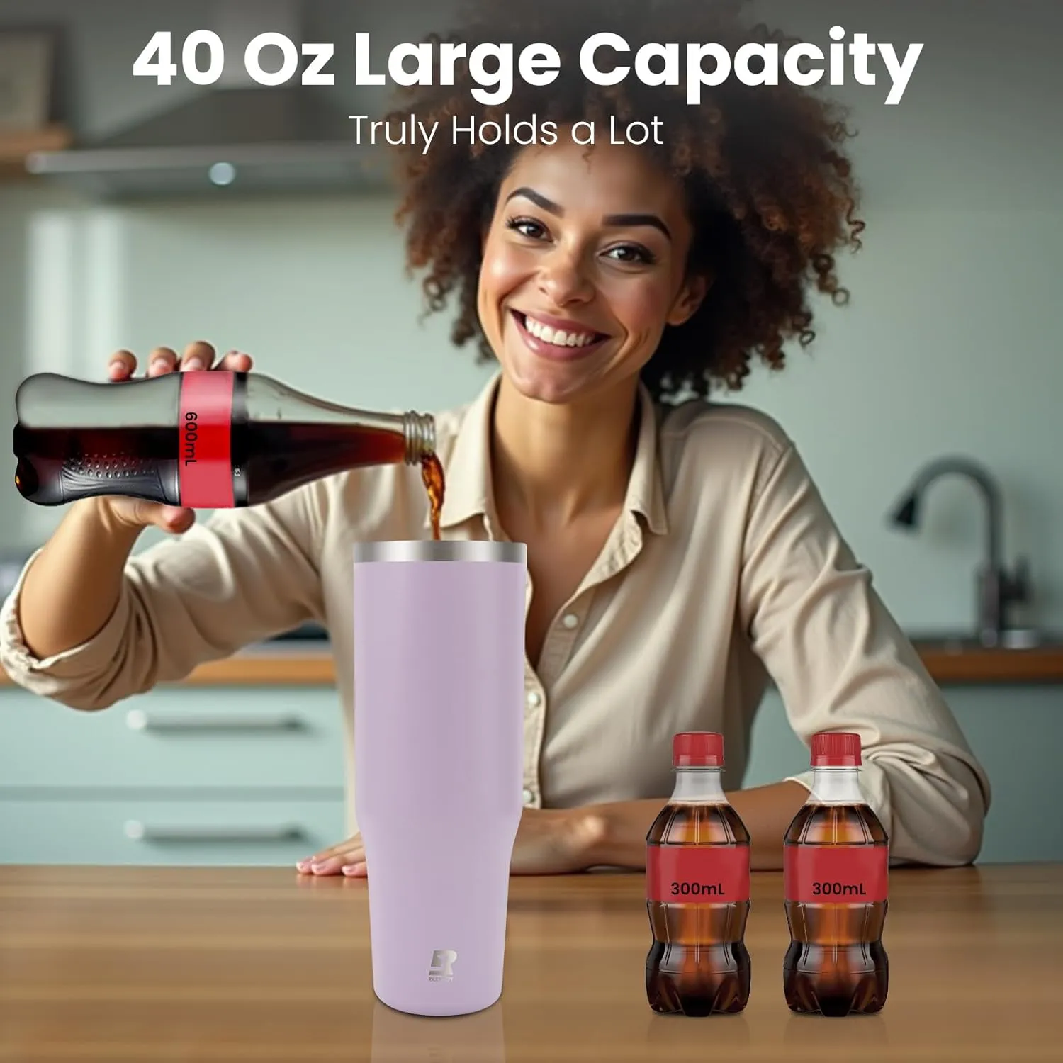40 oz 2.0 Stainless Steel Tumbler with Leak-Proof Lid and Straw, Double-Wall Vacuum Insulated Travel Mug for Coffee, Iced Tea, or Water - Ideal for Commutes and Outdoor