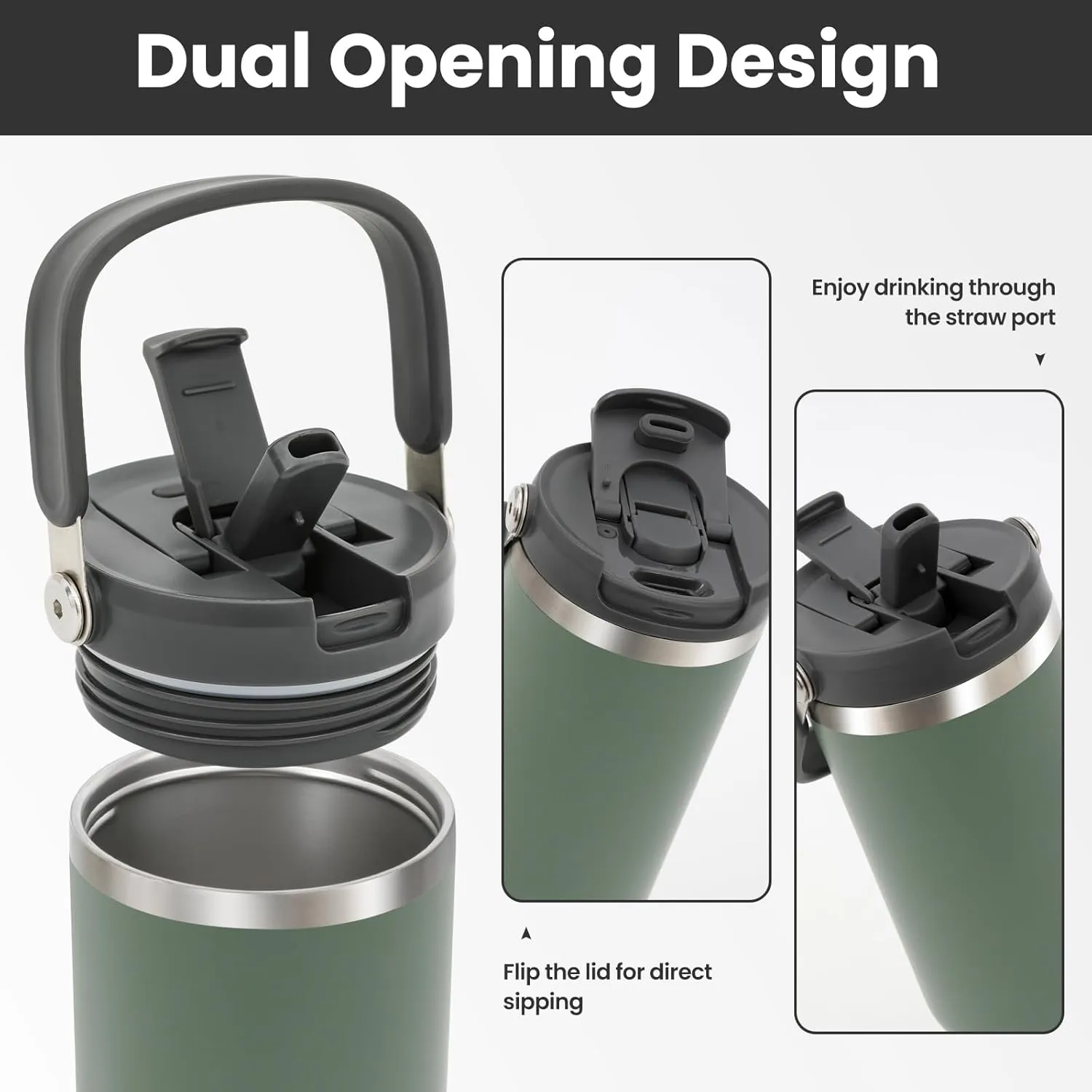 40 oz 2.0 Stainless Steel Tumbler with Leak-Proof Lid and Straw, Double-Wall Vacuum Insulated Travel Mug for Coffee, Iced Tea, or Water - Ideal for Commutes and Outdoor