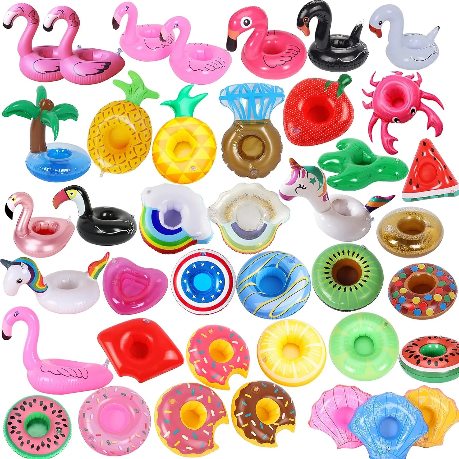 40 Pack Inflatable Drink Holders, Drink Floats Inflatable Pool Cup Holder Coasters for Pool Party