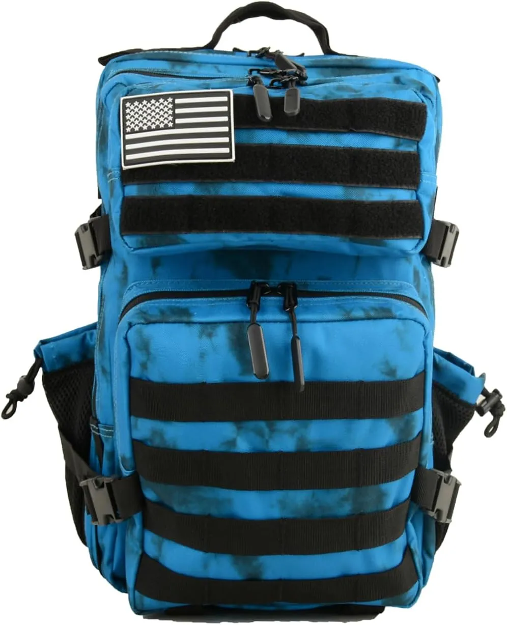 45L Military Tactical Backpack Water-Resistant Army Bag Rucksack MOLLE System-Hydration Compatible Bug Out Bag for Hiking,Gym,Assault Pack,Survival Gear(19.7x11.8)(Deep blue tie dyeing)