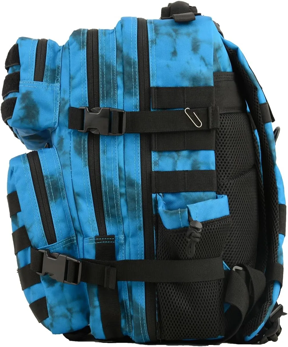 45L Military Tactical Backpack Water-Resistant Army Bag Rucksack MOLLE System-Hydration Compatible Bug Out Bag for Hiking,Gym,Assault Pack,Survival Gear(19.7x11.8)(Deep blue tie dyeing)