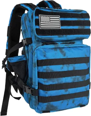 45L Military Tactical Backpack Water-Resistant Army Bag Rucksack MOLLE System-Hydration Compatible Bug Out Bag for Hiking,Gym,Assault Pack,Survival Gear(19.7x11.8)(Deep blue tie dyeing)