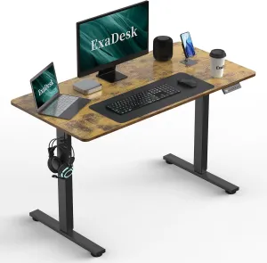 48 * 24 Inches Electric Standing Desk, Adjustable Height Sit Stand Up Desk with 3 Memory Presets, Motorized Home Office Computer Gaming Workstation Desk, Rustic Brown