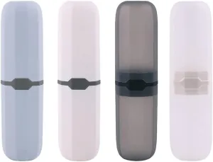 4Pcs Portable Toothbrush and Toothpaste Travel Case, Compact Plastic Toothbrush Holders for Camping, Business, and Daily Use, Assorted Colors (7.87 X 2.16 X 1.18 Inches)