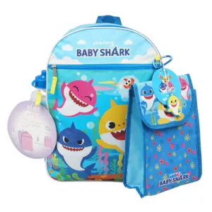 5 Piece Baby Shark Backpack Set- Blue