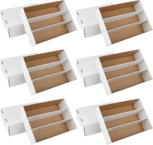 6 Pack Trading Card Storage Box, 2340 Count White Sports Card Organizer for Storing, Protecting and Organizing Soccer, Basketball Game Cards