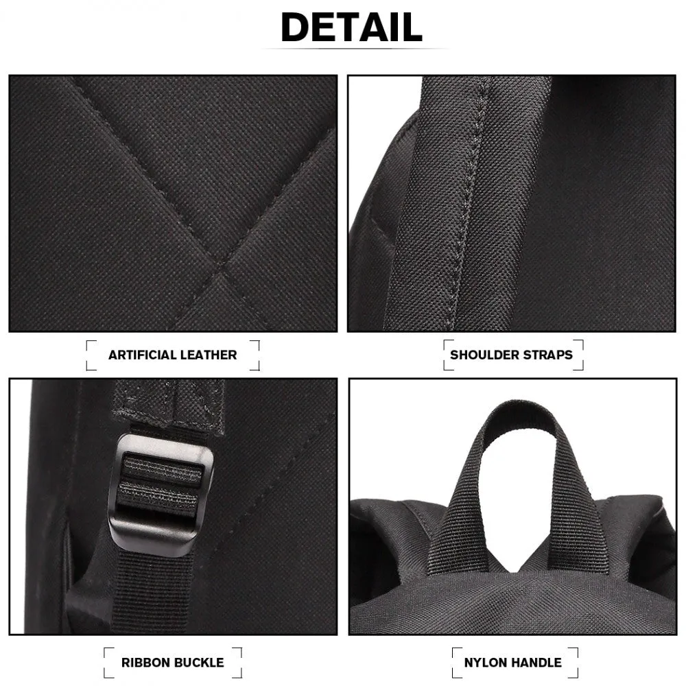 700d - Miss Lulu Large Plain Unisex Backpack Black