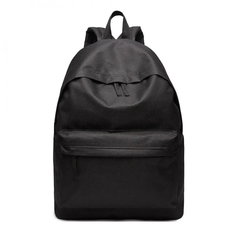 700d - Miss Lulu Large Plain Unisex Backpack Black