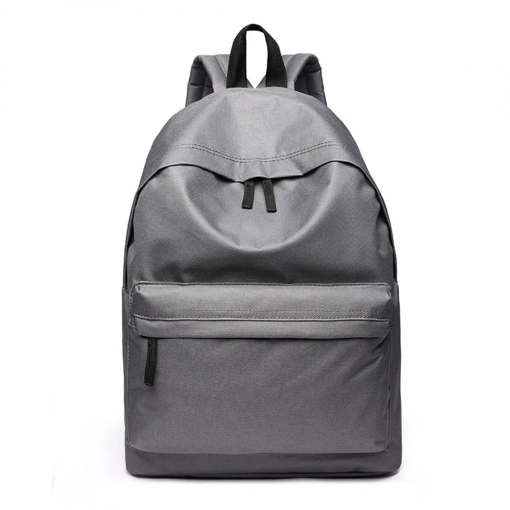 700d - Miss Lulu Large Plain Unisex Backpack Grey