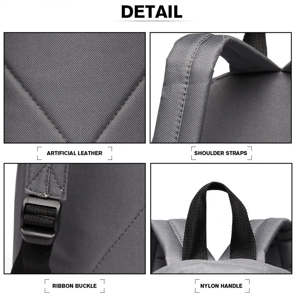 700d - Miss Lulu Large Plain Unisex Backpack Grey
