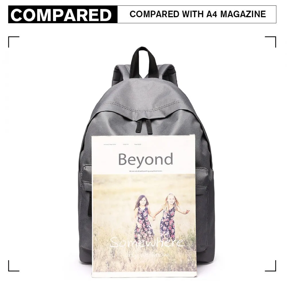 700d - Miss Lulu Large Plain Unisex Backpack Grey
