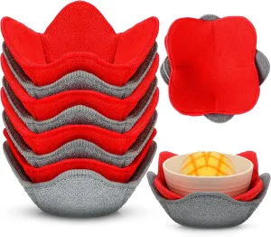 8 Pieces Bowl Holders Microwave Safe Bowl Pot Holder for Hot Soup, Food, Meals (Red, Grey)