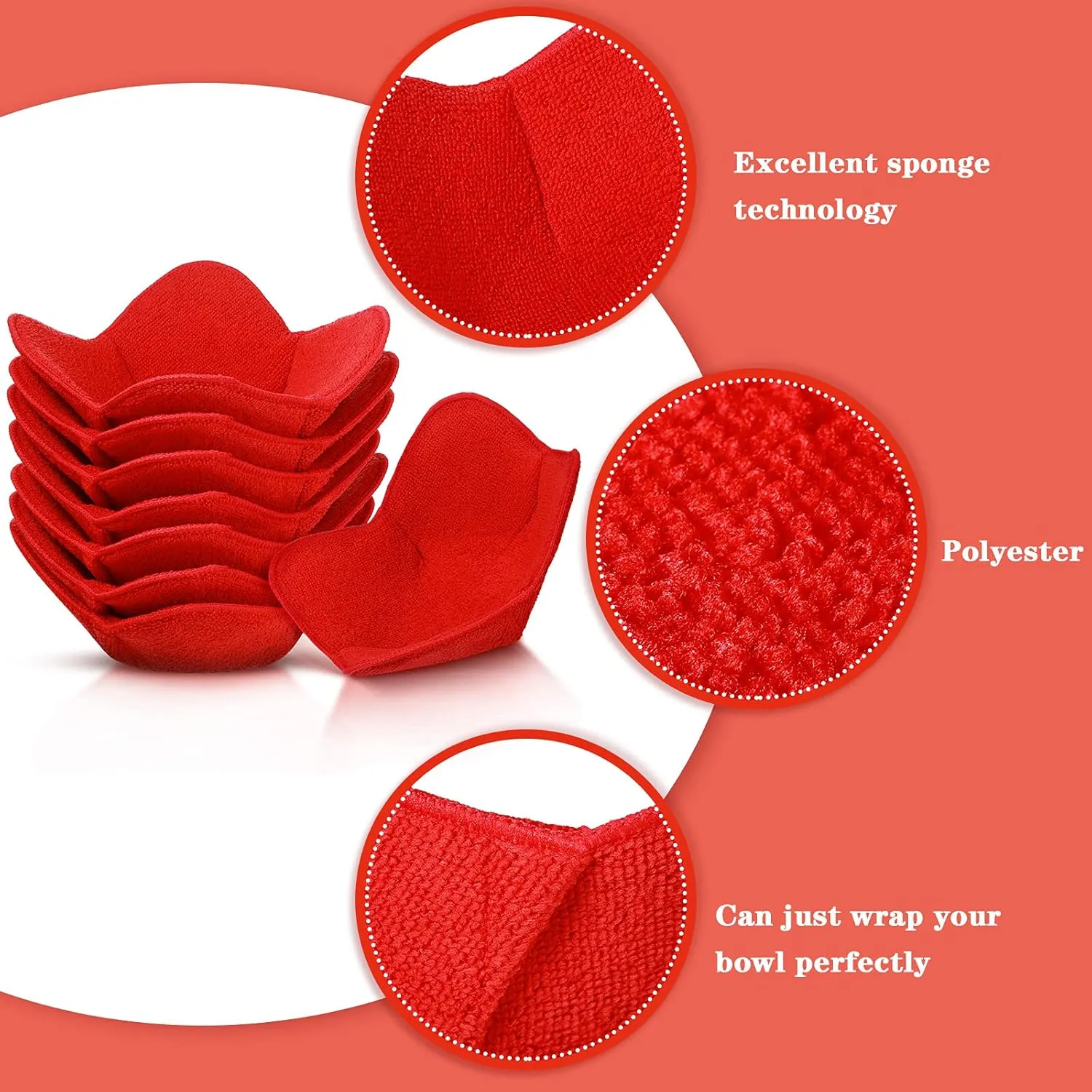 8 Pieces Bowl Holders Microwave Safe Bowl Pot Holder for Hot Soup, Food, Meals (Red)