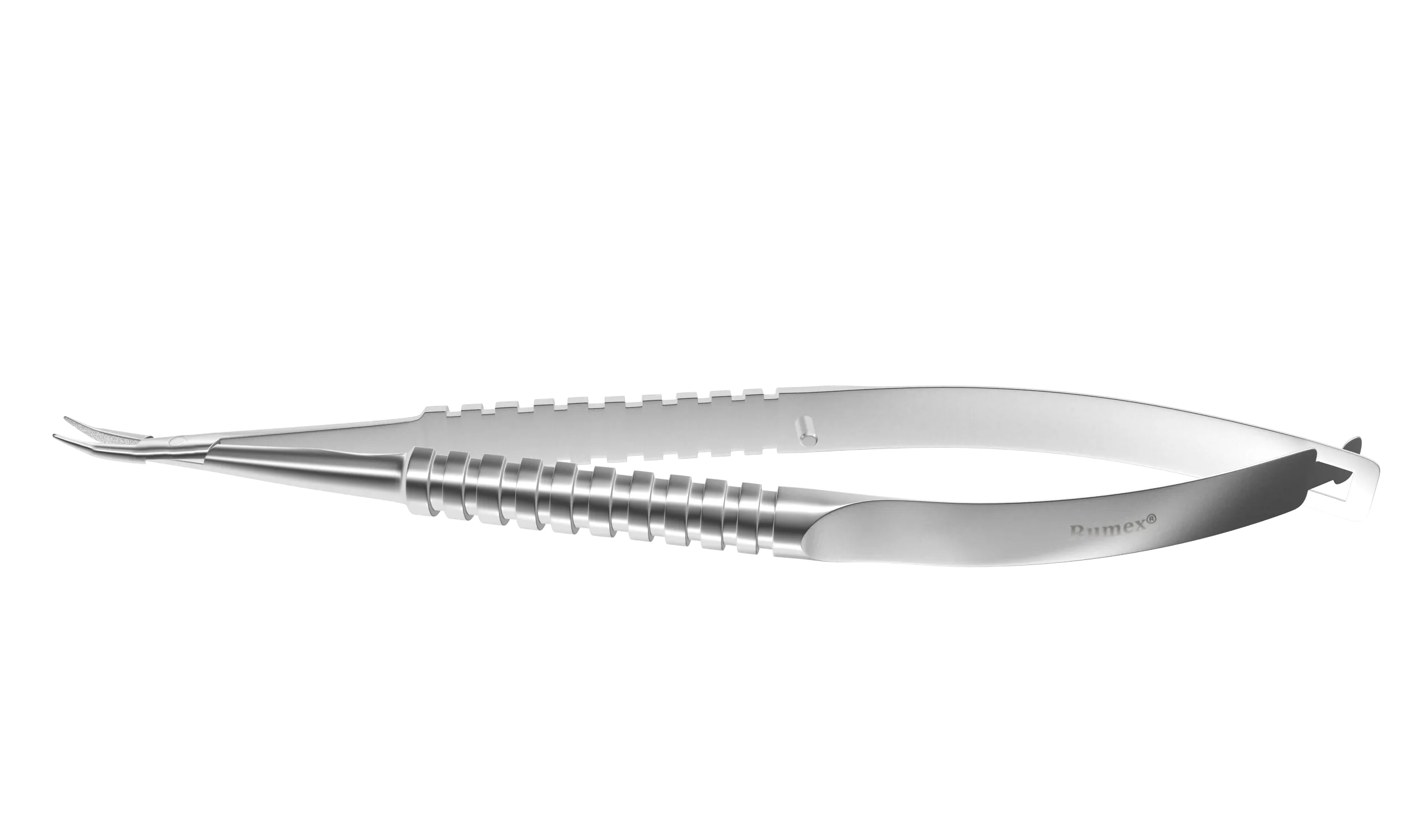 999R 8-051S Barraquer Needle Holder, 8.00 mm Extra Fine Jaws, Curved, without Lock, Long Size, Length 125 mm, Stainless Steel
