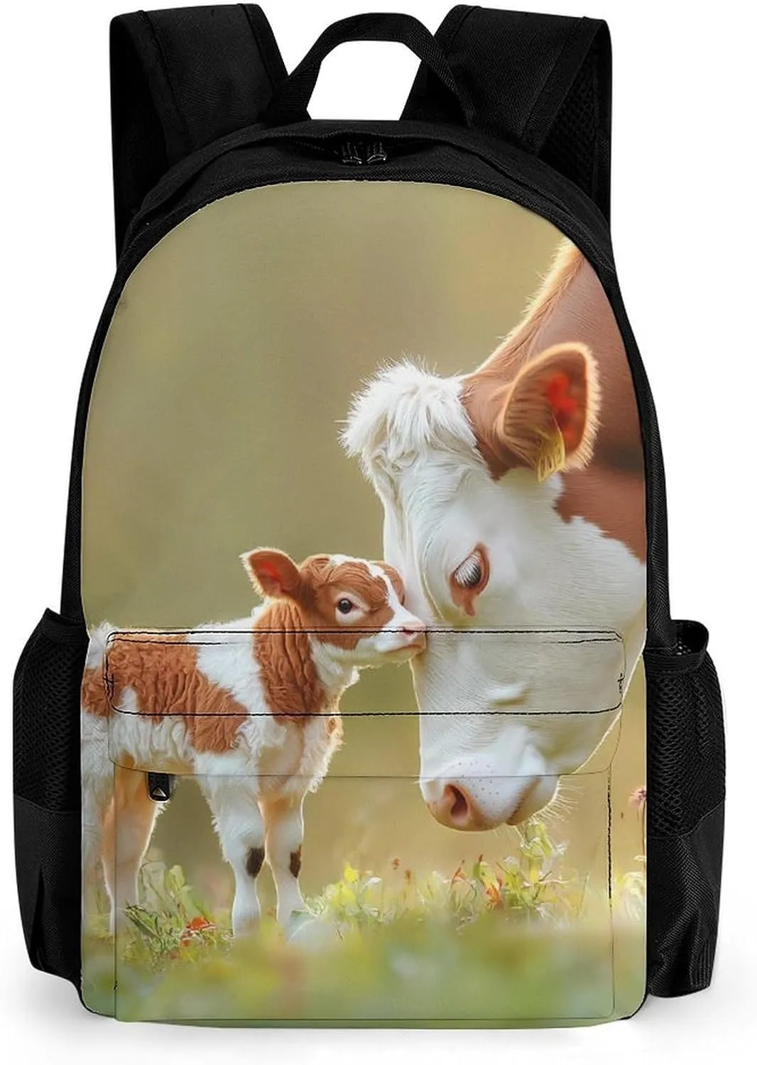 A Cute Calf And Its Mother Fashion Backpack Cute Daypack Unisex Laptop Bag for Travel Business Work