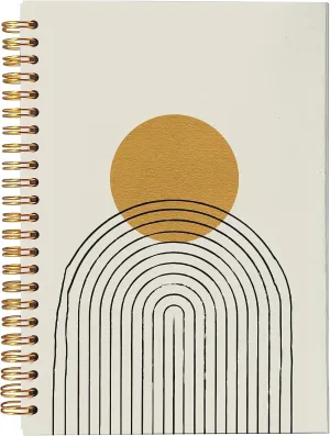 Abstract Boho Sun Line Rainbow Lined Spiral Journal Notebook 8.3×5.5 Inches Hardcover College Ruled Notebook Journal for Work Note Taking Journaling,Boho Gifts for Women Teen Girls
