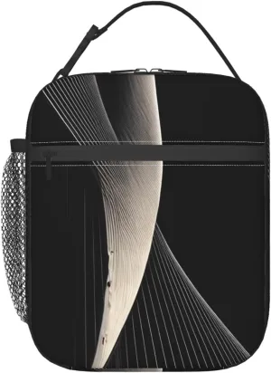 Abstract Curves Lunch Tote Bag,Food Handbags Case For Women Lunch Box Insulated Lunch Container