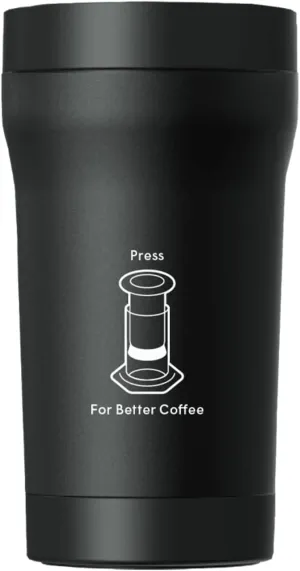 AeroPress Travel Coffee Tumbler, Stainless Steel Coffee Tumbler with Double-Wall Insulation, Splash-Resistant Lid, Built-In Filter Storage, Cup Holder Friendly for Hot or Cold Drinks