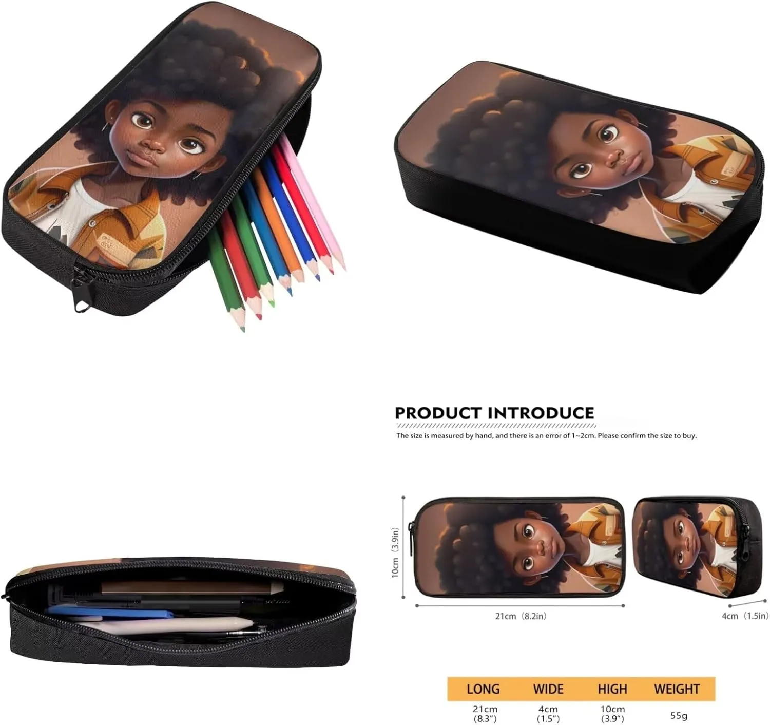 African Girl Kids School Backpack for Girls School Bookbag with Lunch Box and Water Bottle Holder for Preschool Kindergarten Elementary School 4 In 1 Set