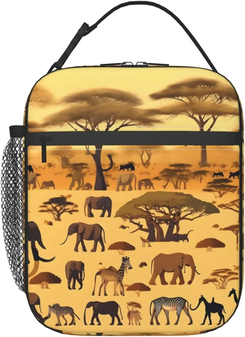 African Grassland Animals Lunch Tote Bag,Food Handbags Case For Women Lunch Box Insulated Lunch Container