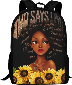 Afro Black Girl Backpack Laptop Backpack African Bookbag for Teen Women School Students Office 17 Inch
