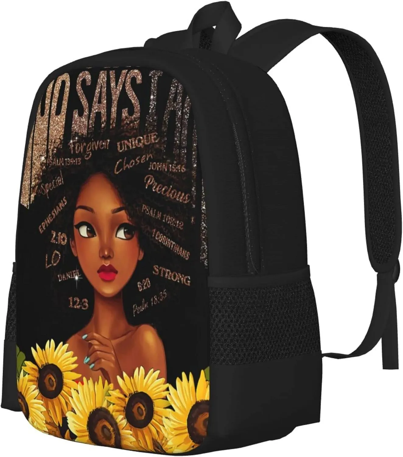 Afro Black Girl Backpack Laptop Backpack African Bookbag for Teen Women School Students Office 17 Inch