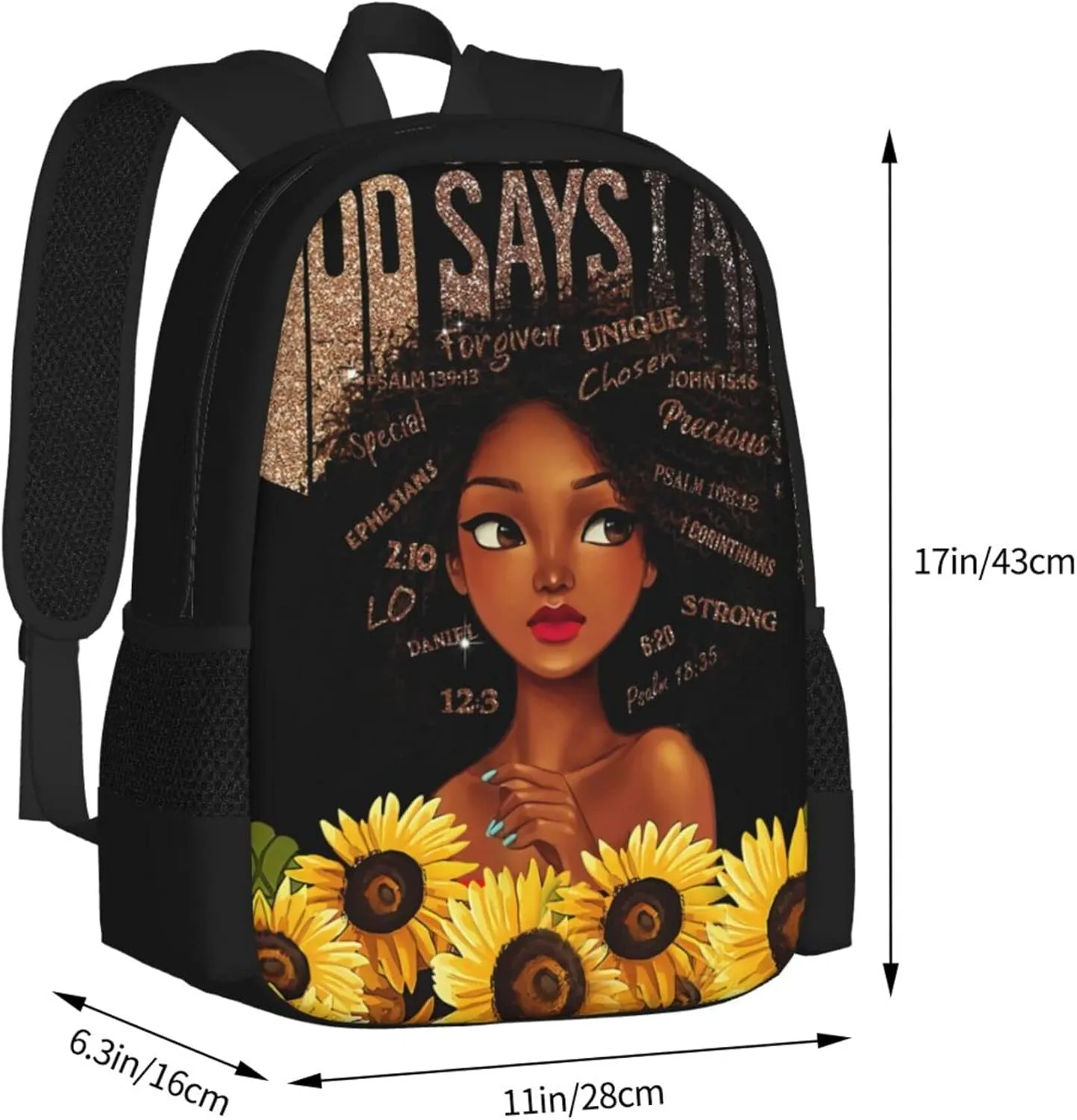 Afro Black Girl Backpack Laptop Backpack African Bookbag for Teen Women School Students Office 17 Inch