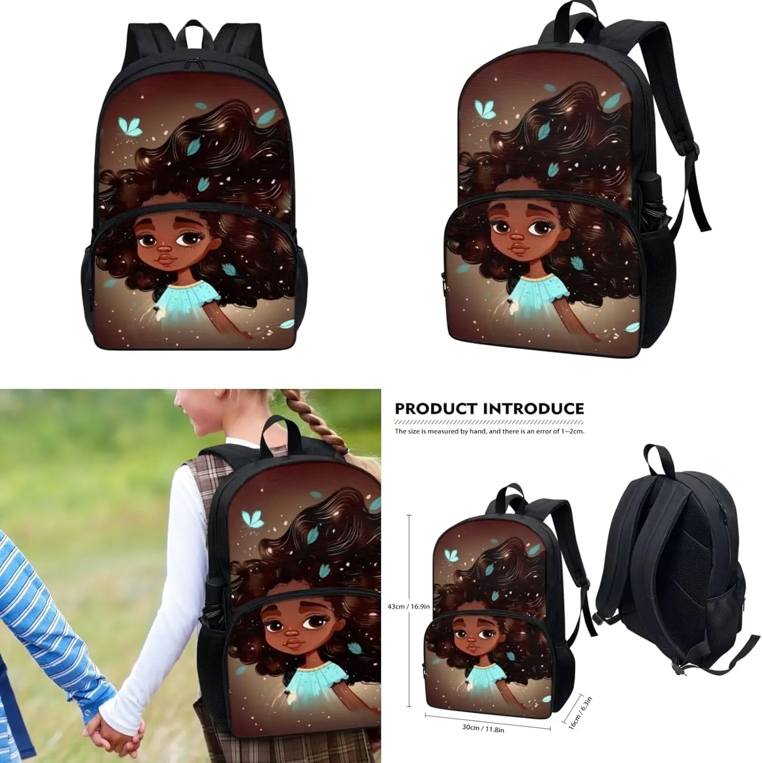 Afro Black Girl Magic Backpack Set Teen Girls Backpack with Lunch Box Lightweight School Bag Elementary Bookbag Insulated Lunch Bag Food Pack Pencil Case