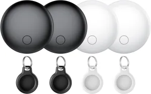Air Tags Tracker 4-Pack, Item Finders Work for Apple Find My APP(iOS Only) Tracker Tags for Keys, Luggage, Backpack etc,Replaceable Battery Last 1 Year, IP67 Waterproof Smart Tag with Holder Keychain