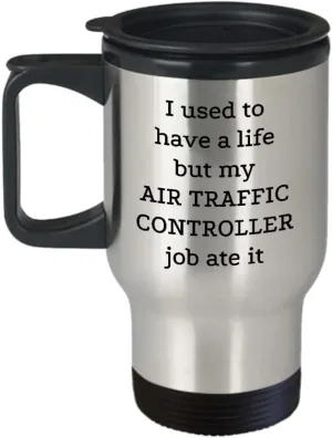 Air Traffic Controller travel coffee mug, ATCO gifts for women, for men, Fun inexpensive gifts for coworkers under 25 dollars, Job gifts funny
