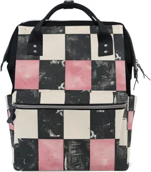 ALAZA Grid Diagram Of White Black and Pink Laptop Backpack Anti Theft Purse Backpack for Women Men,15.6 inch Doctor Bag College Backpacks Travel Casual Daypack