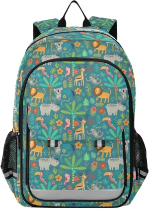 ALAZA Seamless Pattern Jungle Animals Kids Laptop Backpack 17 inch School Bookbag Back Pack Business Computer Bag Casual Daypack