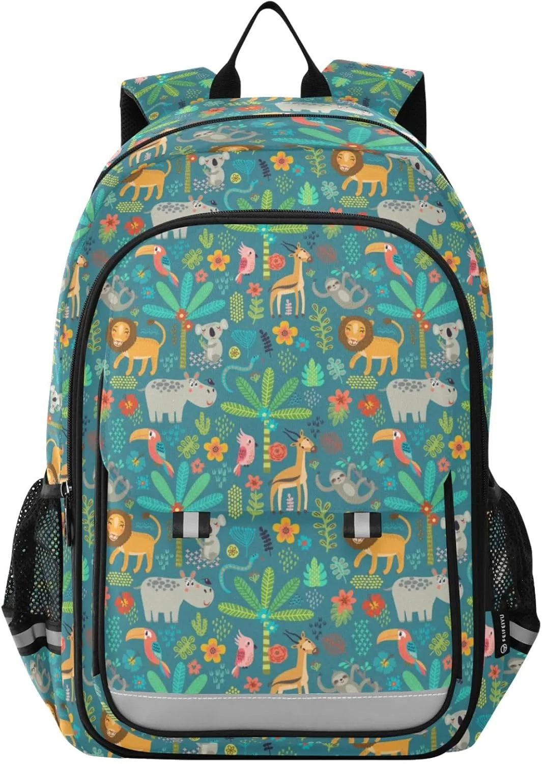 ALAZA Seamless Pattern Jungle Animals Kids Laptop Backpack 17 inch School Bookbag Back Pack Business Computer Bag Casual Daypack