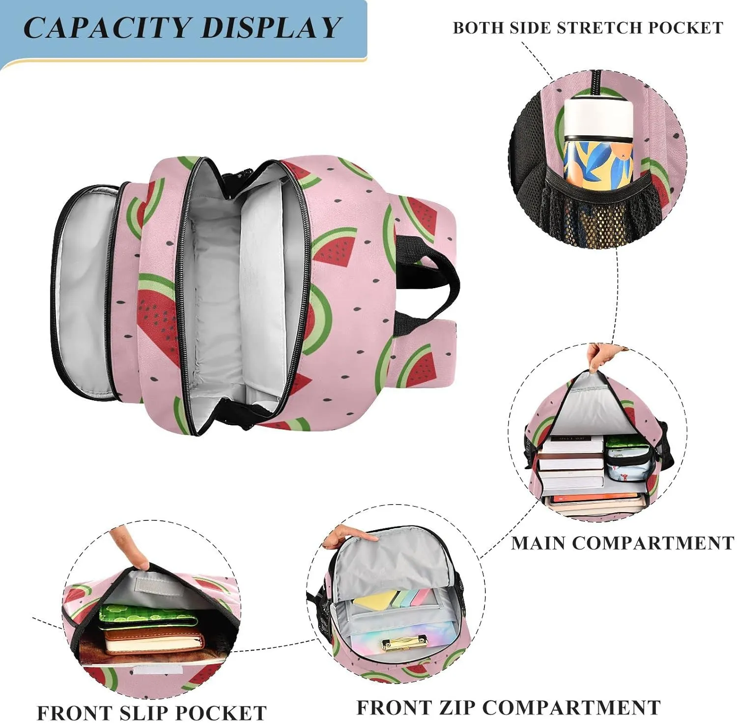 ALAZA Watermelon on Pink Backpacks Travel Laptop Backpack