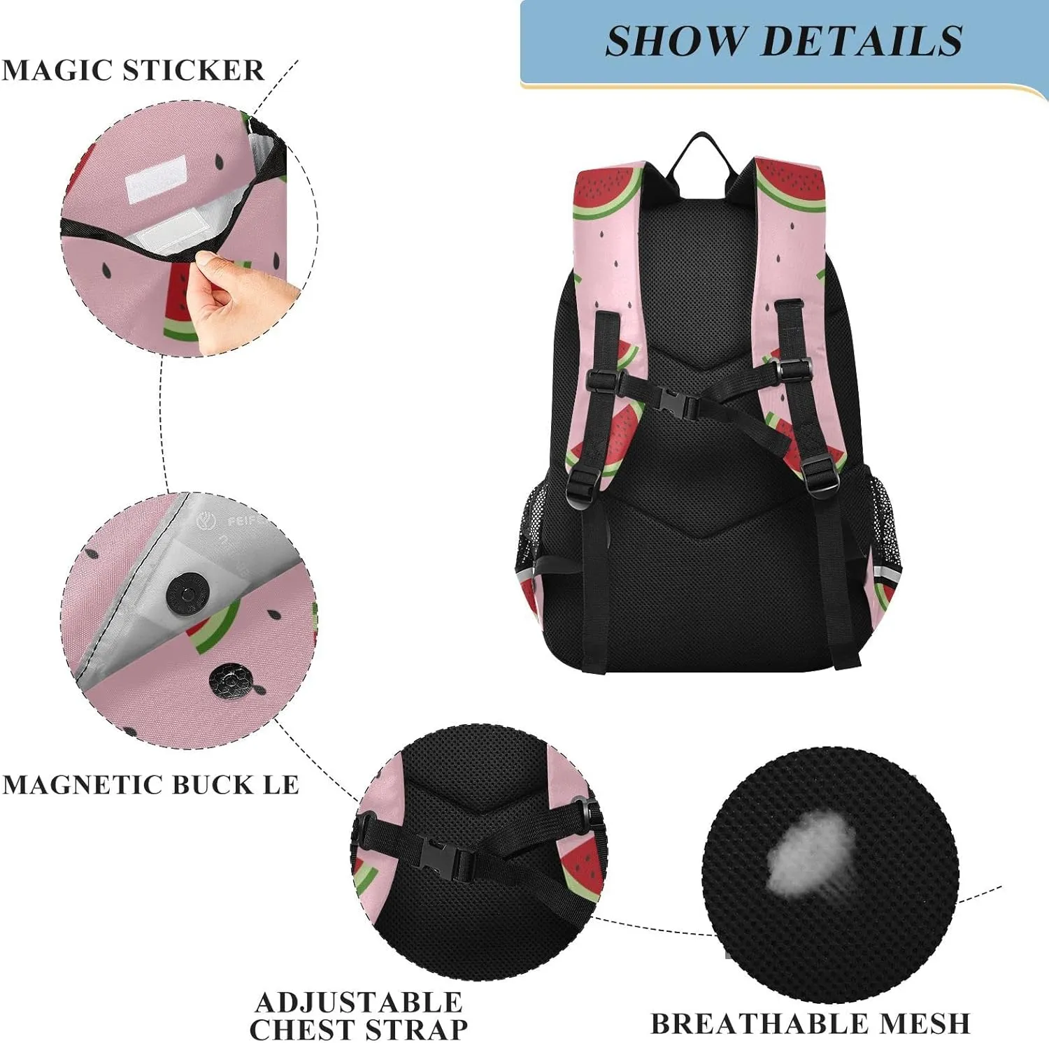 ALAZA Watermelon on Pink Backpacks Travel Laptop Backpack