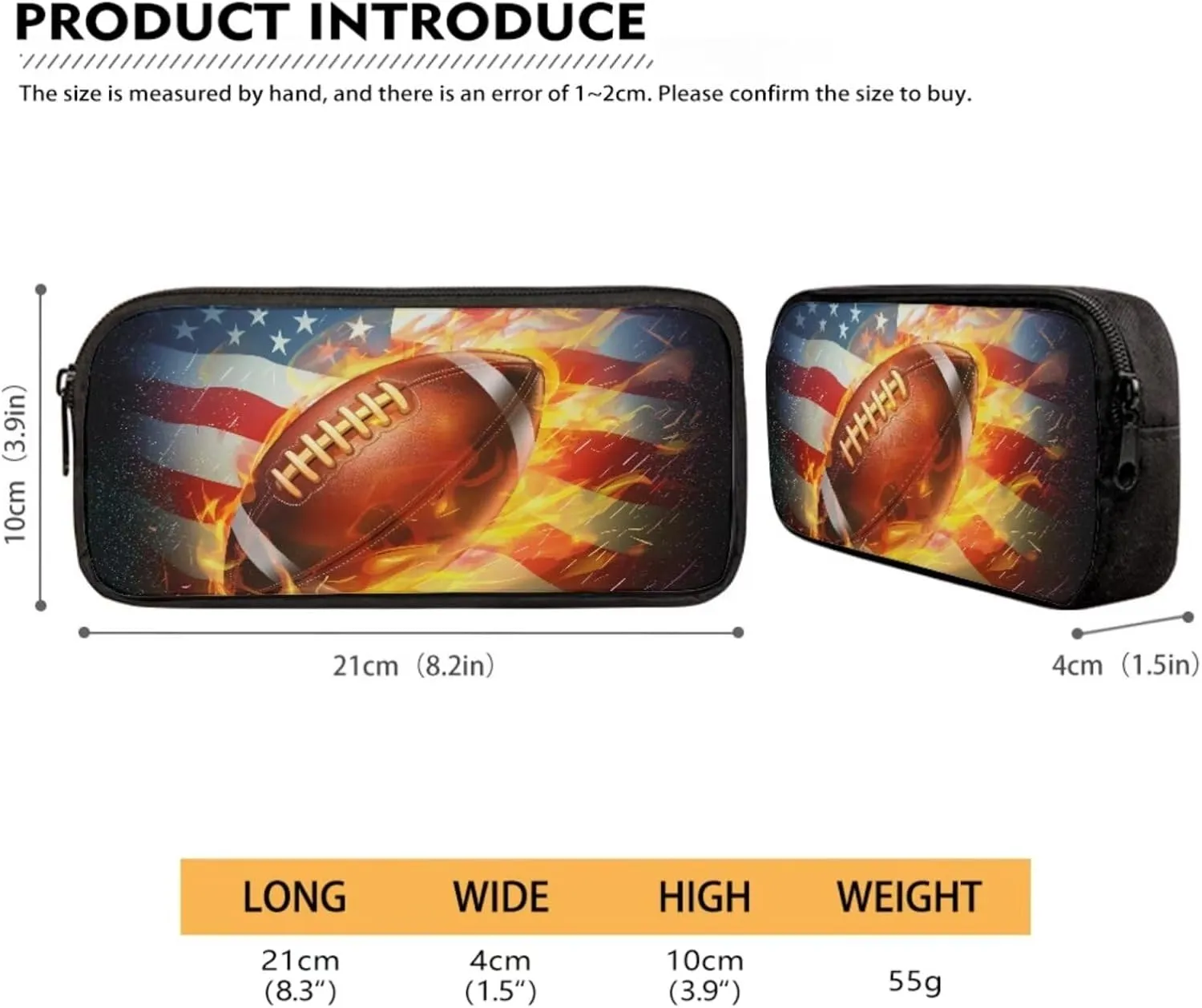 American Flag Football Patriot Large School Backpack for Teen Boys 3-Piece School Bags Set with Lunchbox Pencil Case Independence Day 14-16 Kids Large Book Bag July 4 Backpacks