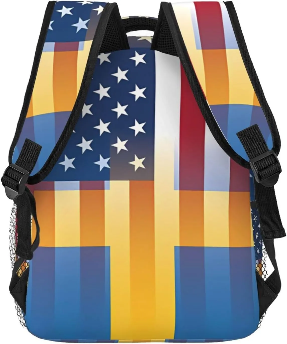 American Swedish Sweden Flag Backpack Double Shoulder Bag 15 Inch Laptop Bagpack for Hiking Work Camping Travel
