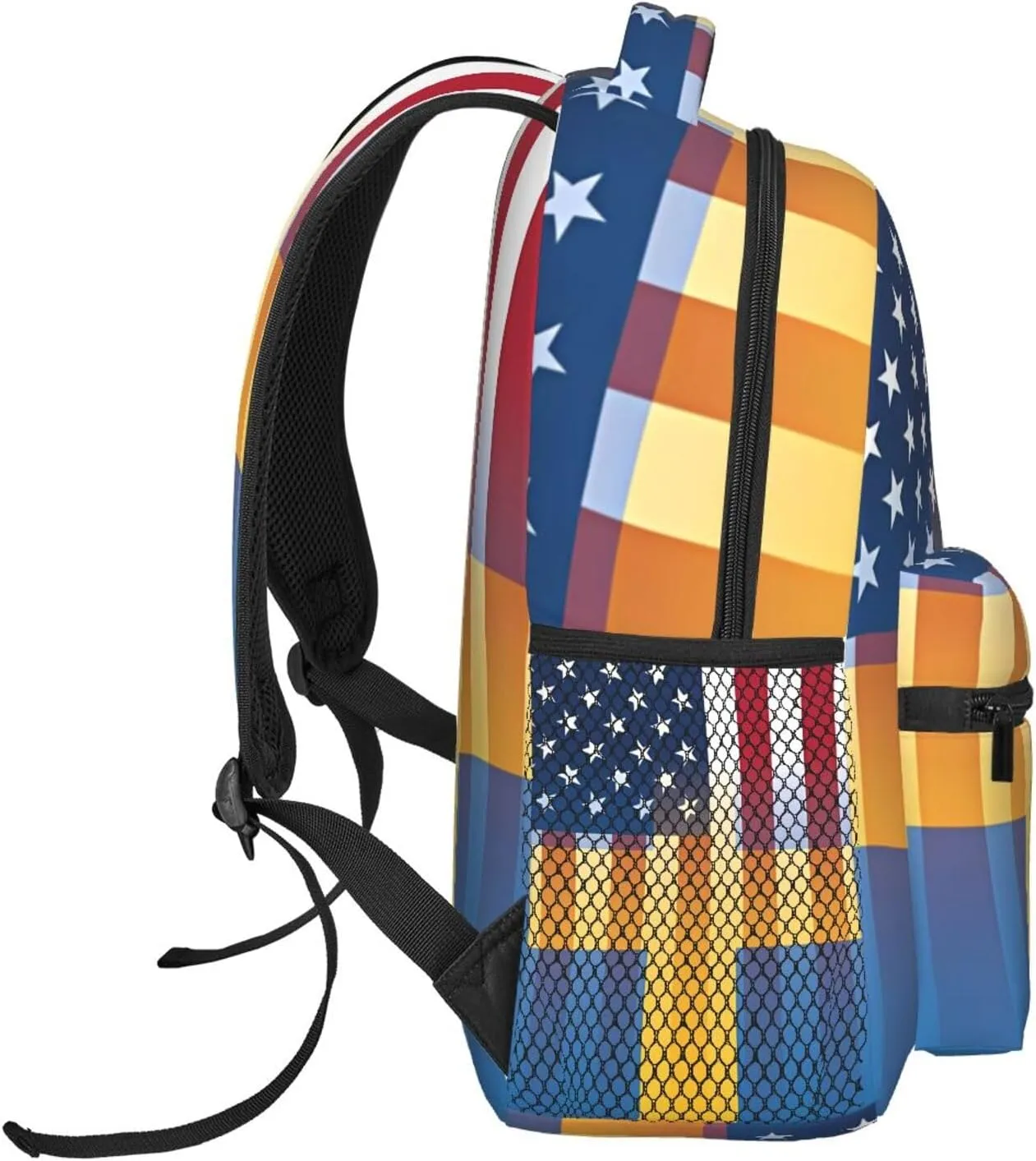 American Swedish Sweden Flag Backpack Double Shoulder Bag 15 Inch Laptop Bagpack for Hiking Work Camping Travel