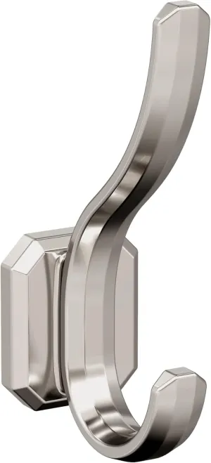 Amerock HBX36693PN | Granlyn Double Prong Decorative Wall Hook | Polished Nickel Hook for Coats, Hats, Backpacks, Bags | Hooks for Bathroom, Bedroom, Closet, Entryway, Laundry Room, Office