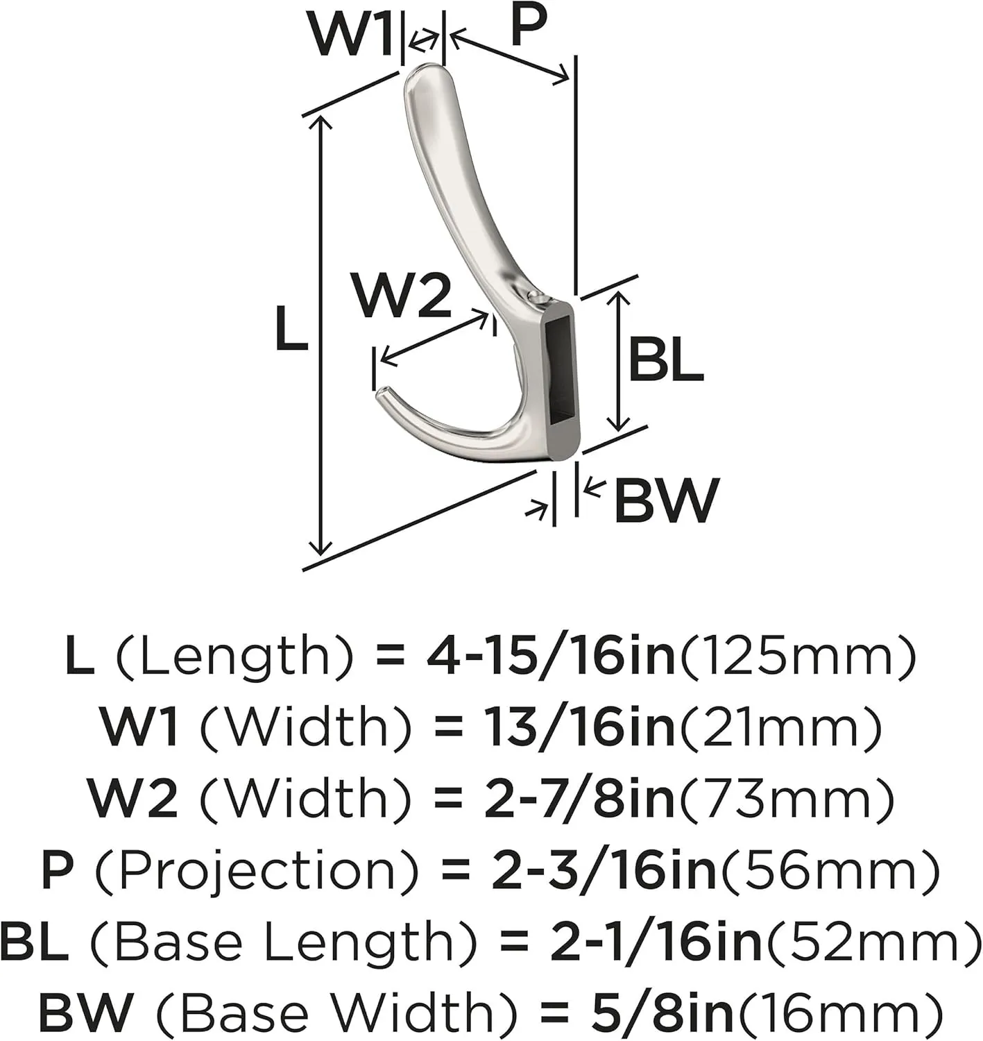 Amerock HBX37013PN | Finesse Triple Prong Decorative Wall Hook | Polished Nickel Hook for Coats, Hats, Backpacks, Bags | Hooks for Bathroom, Bedroom, Closet, Entryway, Laundry Room, Office