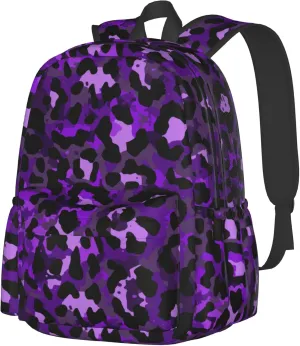 AMRANDOM Backpack Bookbag Purple Cheetah Leopard Print Laptop Backpacks Multipurpose Daypack for Men Women Travel Hiking