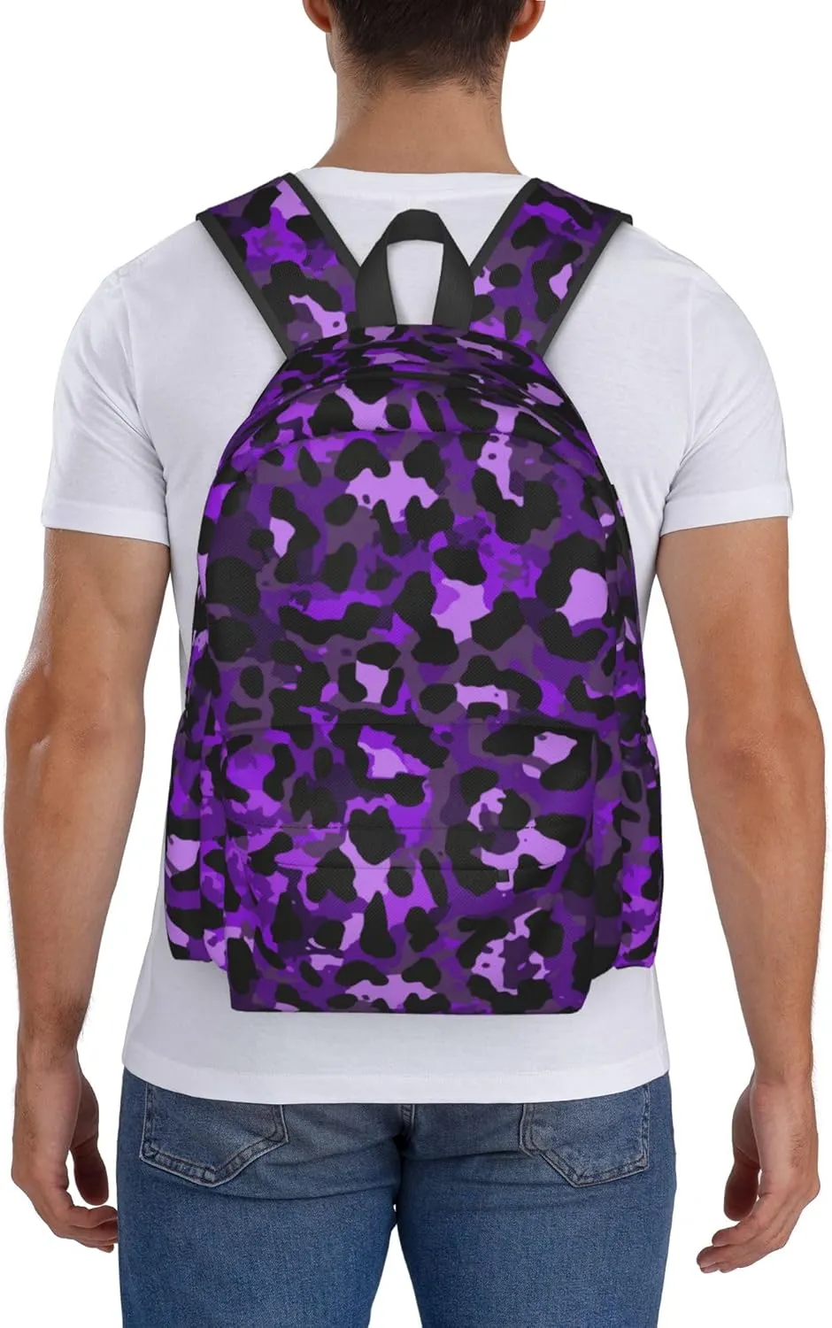 AMRANDOM Backpack Bookbag Purple Cheetah Leopard Print Laptop Backpacks Multipurpose Daypack for Men Women Travel Hiking